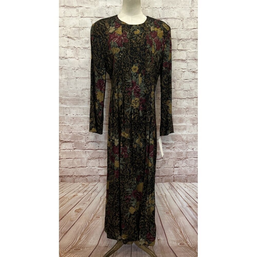 Vintage ORVIS Long Dress Womens 14 Cottage Prairie Modest Tapestry Floral Rayon